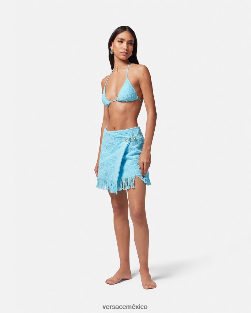 Versace falda cruzada en toda la prenda azul claro ropa interior y ropa de playa mujer 84626J1186