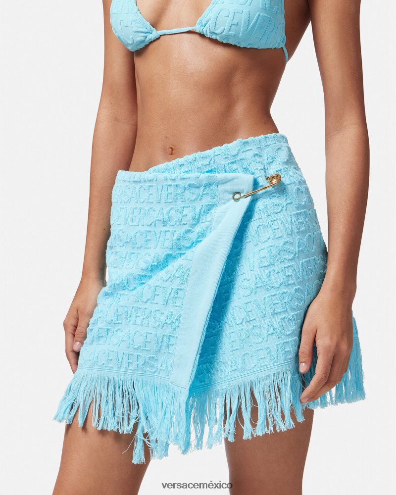 Versace falda cruzada en toda la prenda azul claro ropa interior y ropa de playa mujer 84626J1186