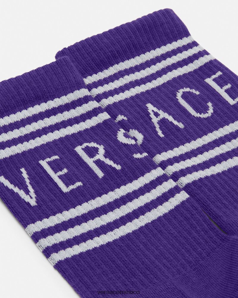 Versace calcetines con logo vintage años 90 Violeta ropa interior y ropa de playa mujer 84626J1108