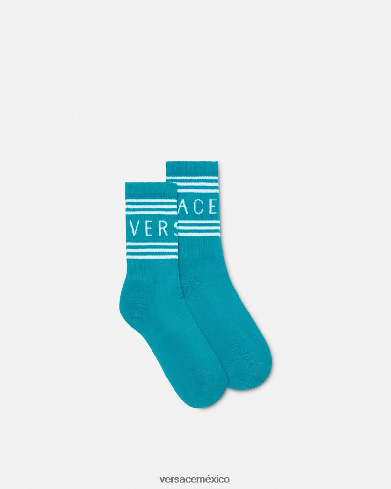 Versace calcetines con logo vintage años 90 agua verde ropa interior y ropa de playa mujer 84626J1107