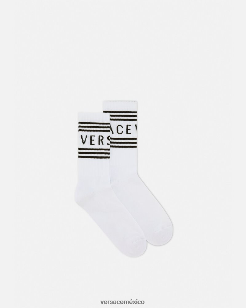 Versace calcetines con logo vintage años 90 blanco ropa interior y ropa de playa mujer 84626J1101