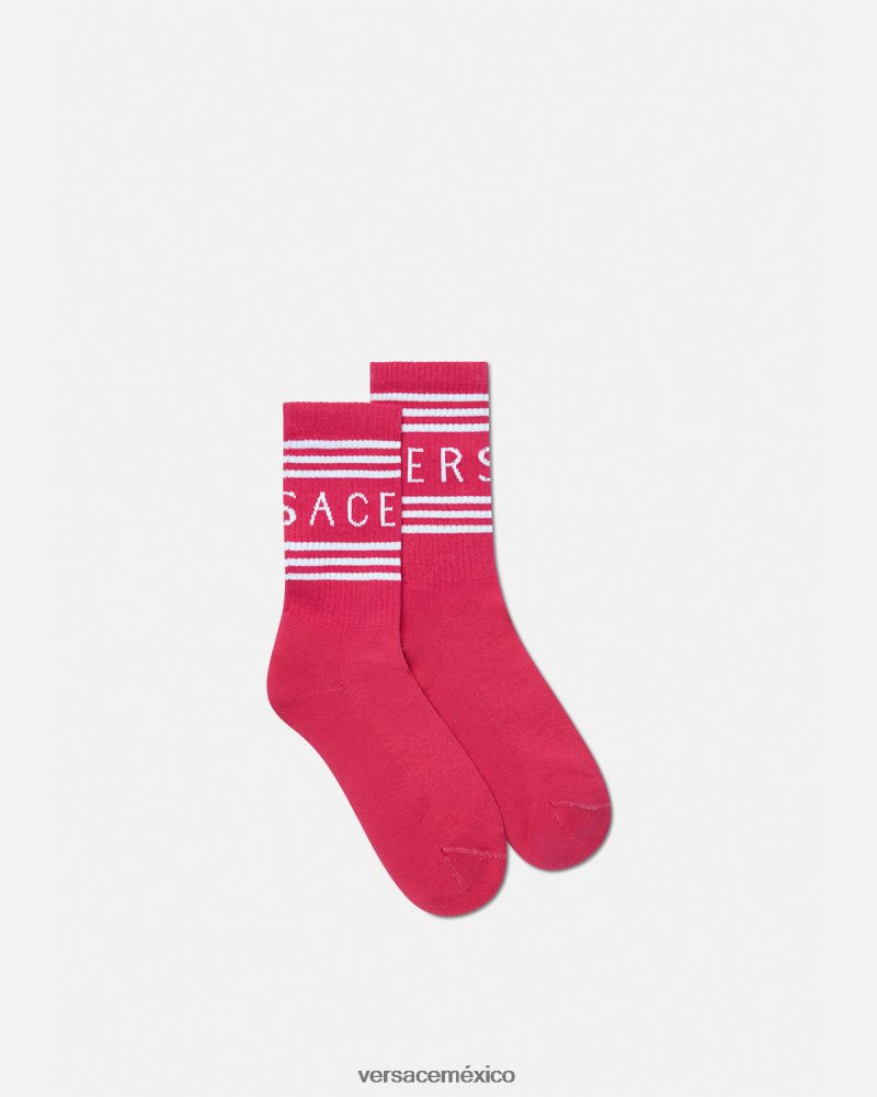 Versace calcetines con logo vintage años 90 fucsia ropa interior y ropa de playa mujer 84626J1106