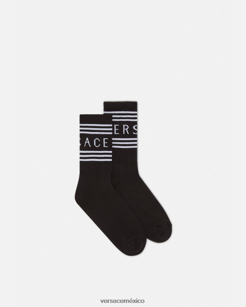 Versace calcetines con logo vintage años 90 negro ropa interior y ropa de playa mujer 84626J1102