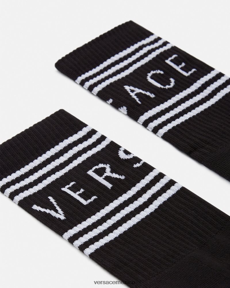 Versace calcetines con logo vintage años 90 negro ropa interior y ropa de playa mujer 84626J1102