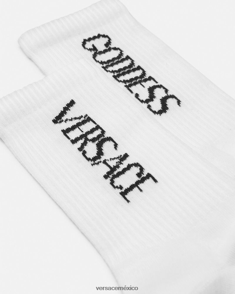 Versace calcetines de diosa blanco negro ropa interior y ropa de playa mujer 84626J1109