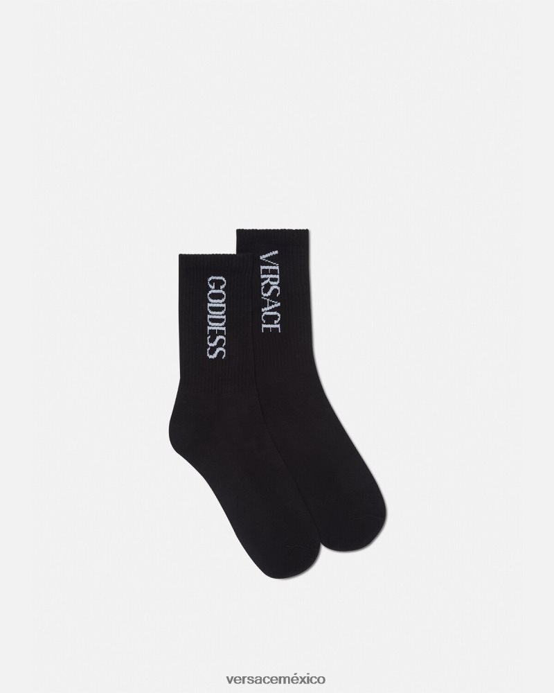 Versace calcetines de diosa negro ropa interior y ropa de playa mujer 84626J1110
