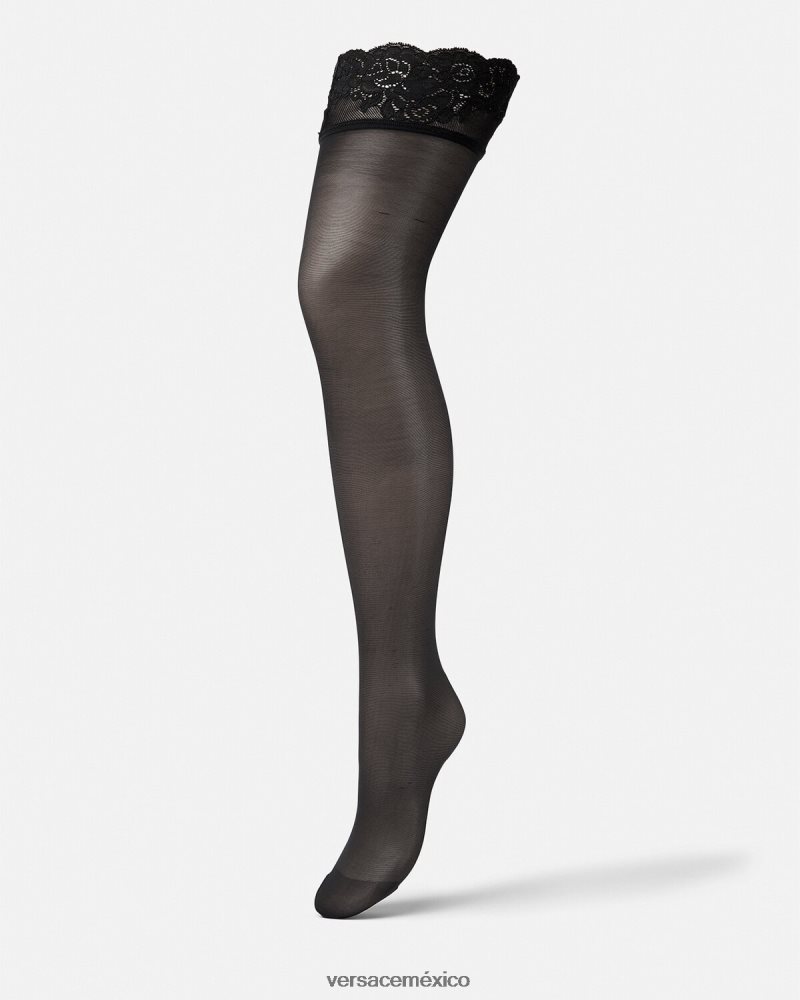 Versace medias de encaje negro ropa interior y ropa de playa mujer 84626J1113