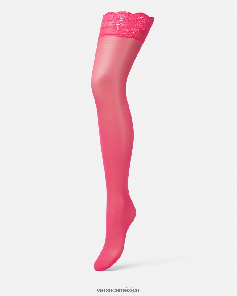 Versace medias de encaje rosa ropa interior y ropa de playa mujer 84626J1111