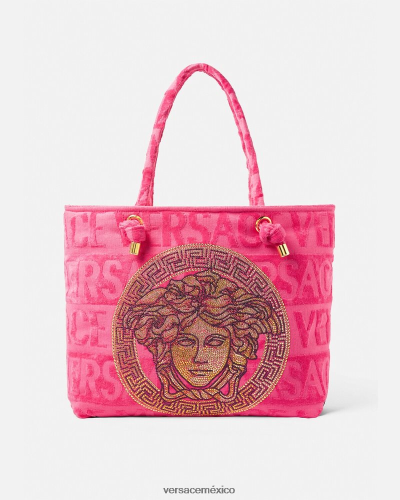 Versace bolso shopper con medusa y cristales fucsia ropa interior y ropa de playa mujer 84626J1208