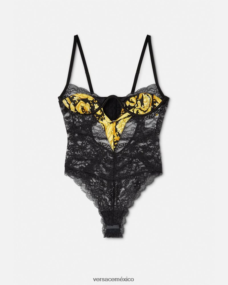 Versace body de encaje barroco negro ropa interior y ropa de playa mujer 84626J1069