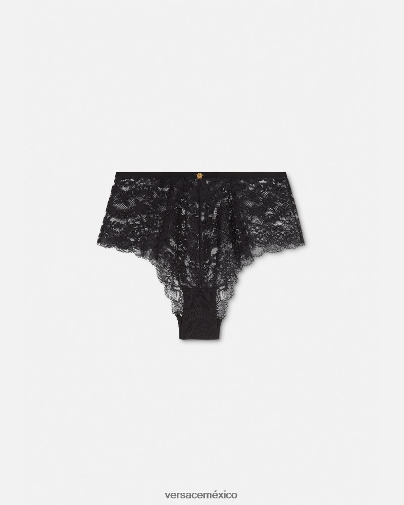 Versace braguitas de encaje barroco negro ropa interior y ropa de playa mujer 84626J1067