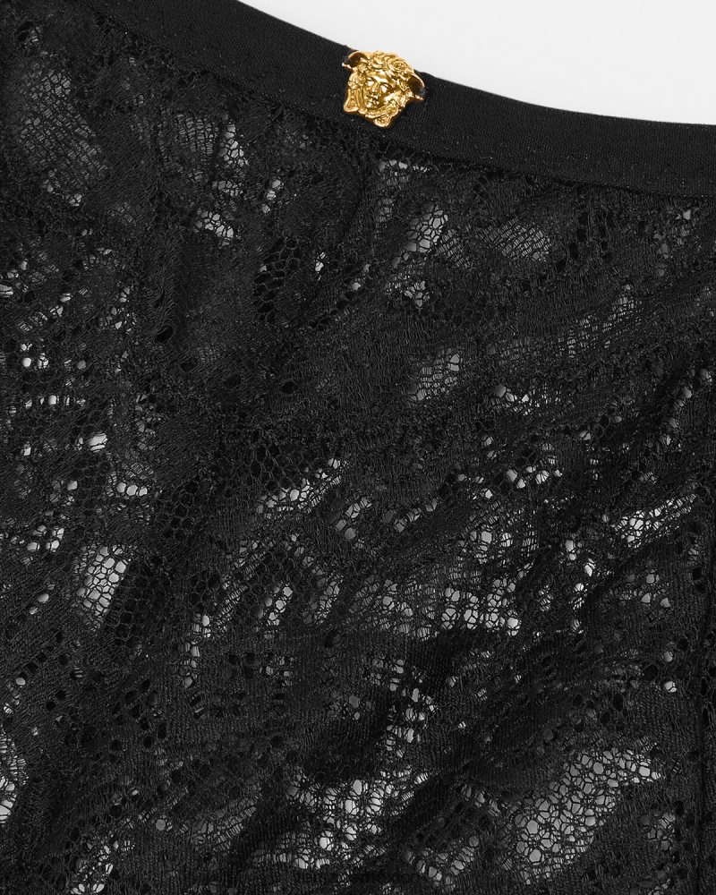 Versace braguitas de encaje barroco negro ropa interior y ropa de playa mujer 84626J1067
