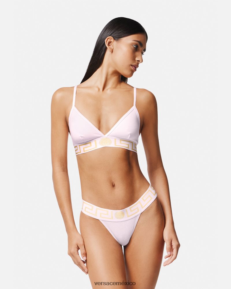 Versace bralette con borde de greca Rosa claro ropa interior y ropa de playa mujer 84626J1044