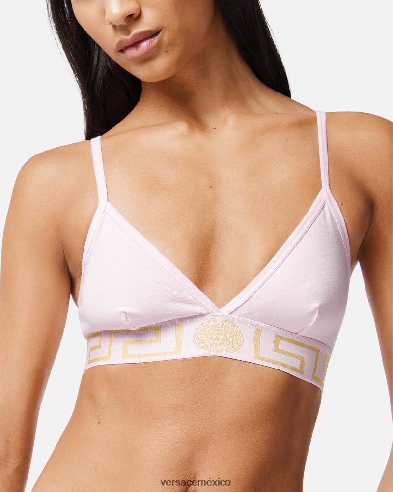 Versace bralette con borde de greca Rosa claro ropa interior y ropa de playa mujer 84626J1044