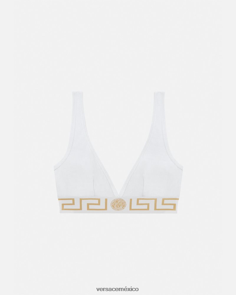 Versace bralette con borde de greca blanco ropa interior y ropa de playa mujer 84626J1042