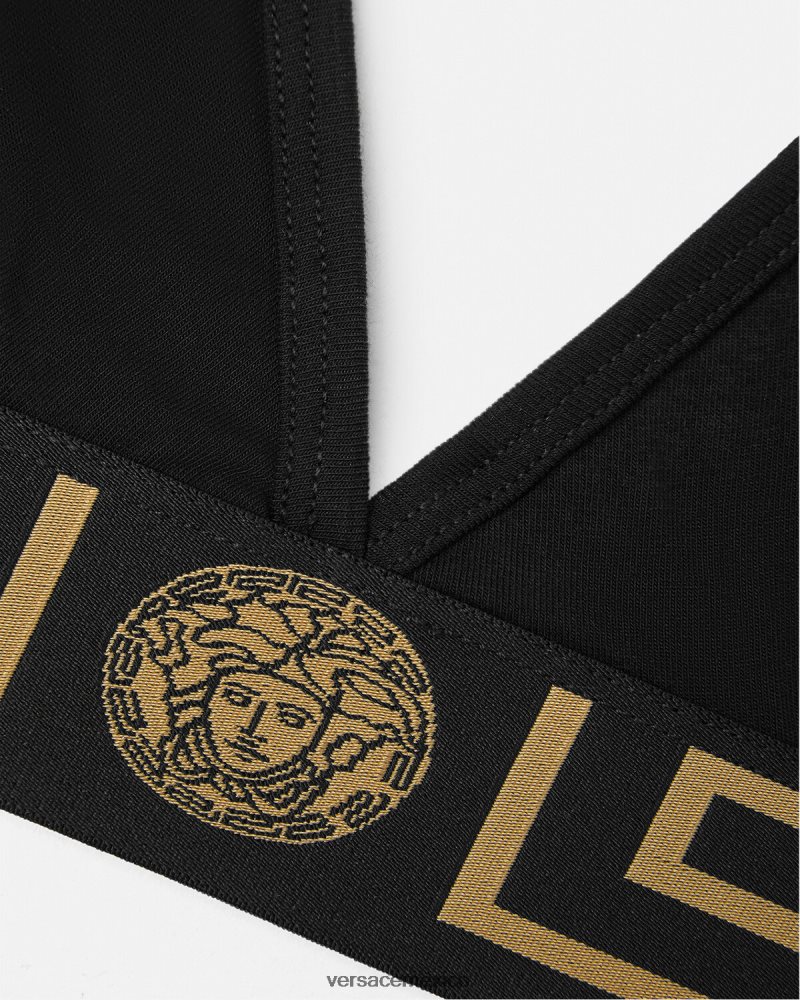 Versace bralette con borde de greca negro ropa interior y ropa de playa mujer 84626J1043