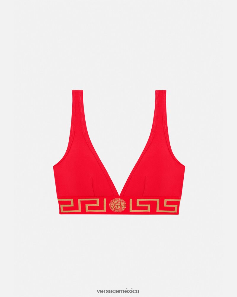 Versace bralette con borde de greca rojo ropa interior y ropa de playa mujer 84626J1041