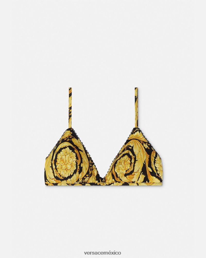 Versace bralette de seda con estampado barroco imprimir ropa interior y ropa de playa mujer 84626J1070