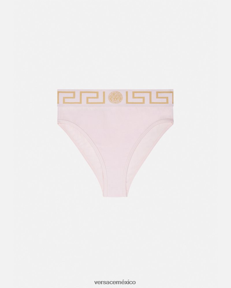 Versace calzoncillos de pernera alta con borde de Greca Rosa claro ropa interior y ropa de playa mujer 84626J1057