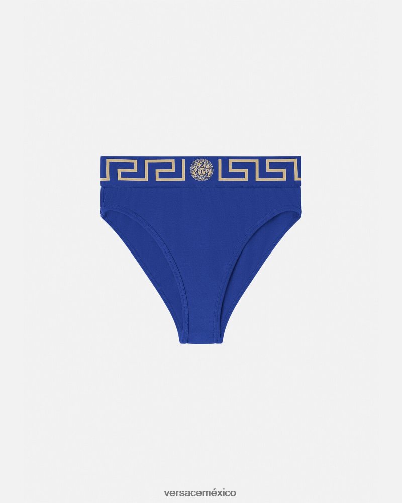 Versace calzoncillos de pernera alta con borde de Greca azul ropa interior y ropa de playa mujer 84626J1058