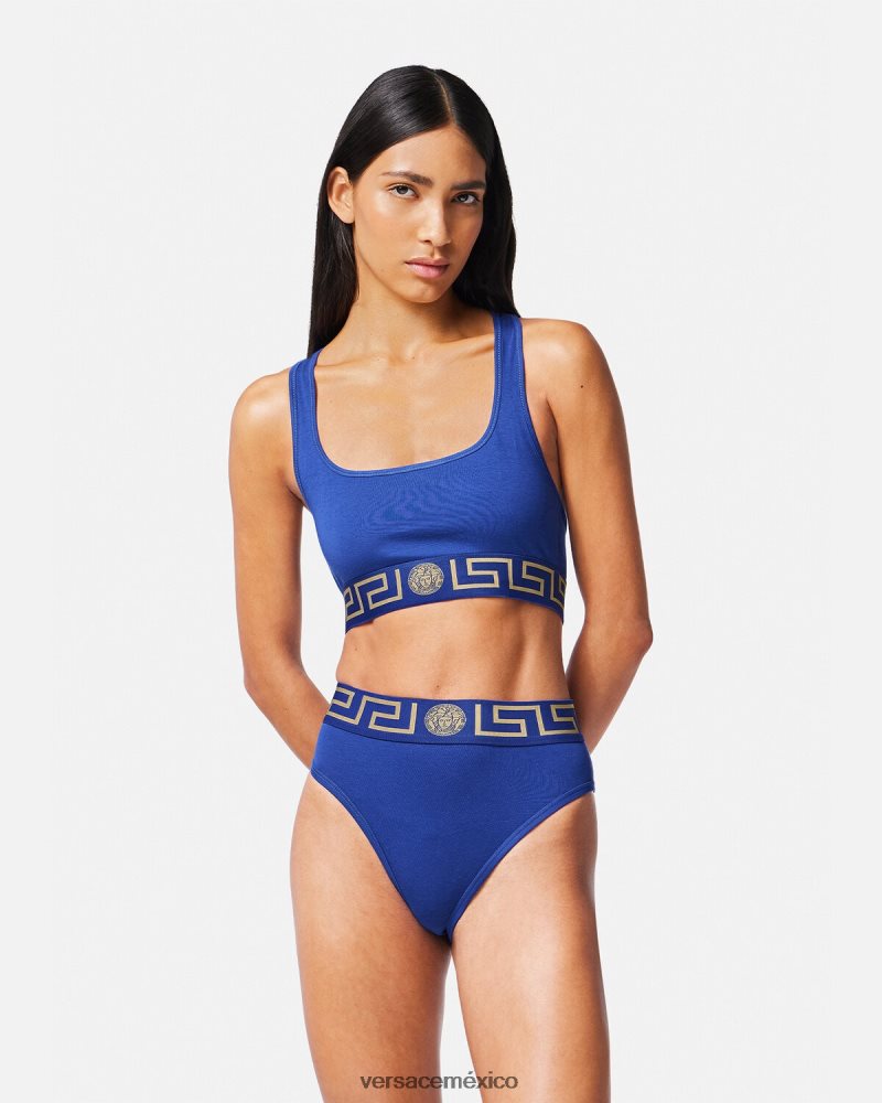 Versace calzoncillos de pernera alta con borde de Greca azul ropa interior y ropa de playa mujer 84626J1058