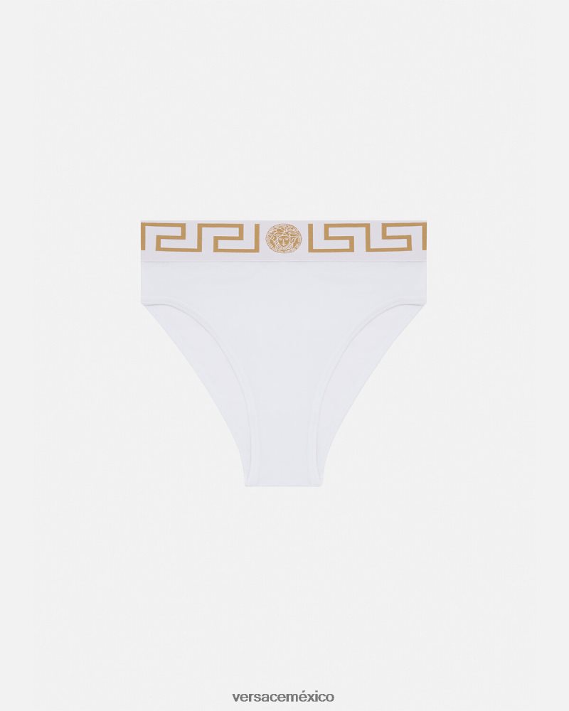 Versace calzoncillos de pernera alta con borde de Greca blanco ropa interior y ropa de playa mujer 84626J1056