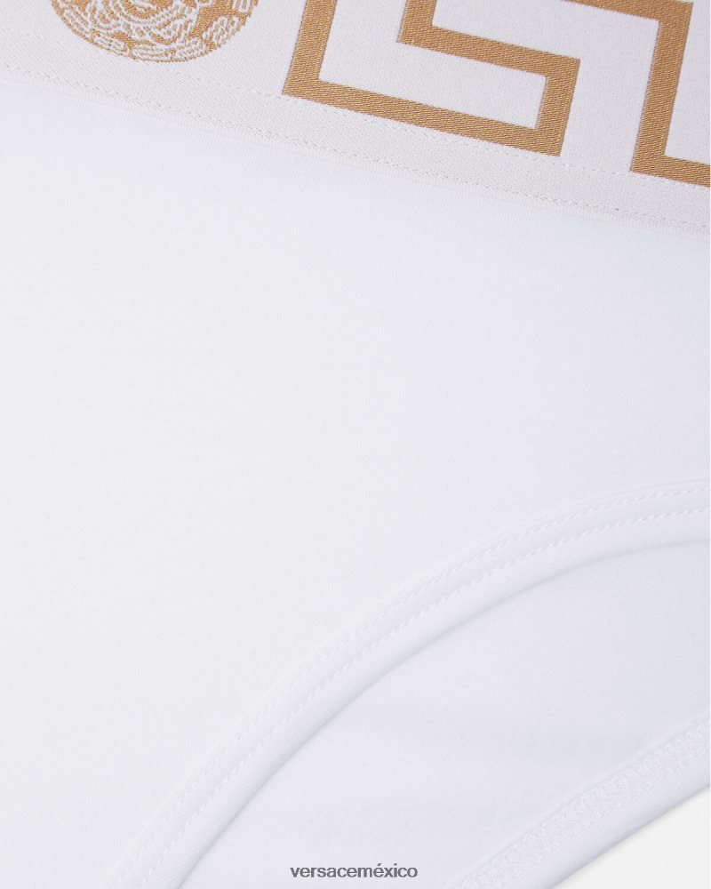 Versace calzoncillos de pernera alta con borde de Greca blanco ropa interior y ropa de playa mujer 84626J1056
