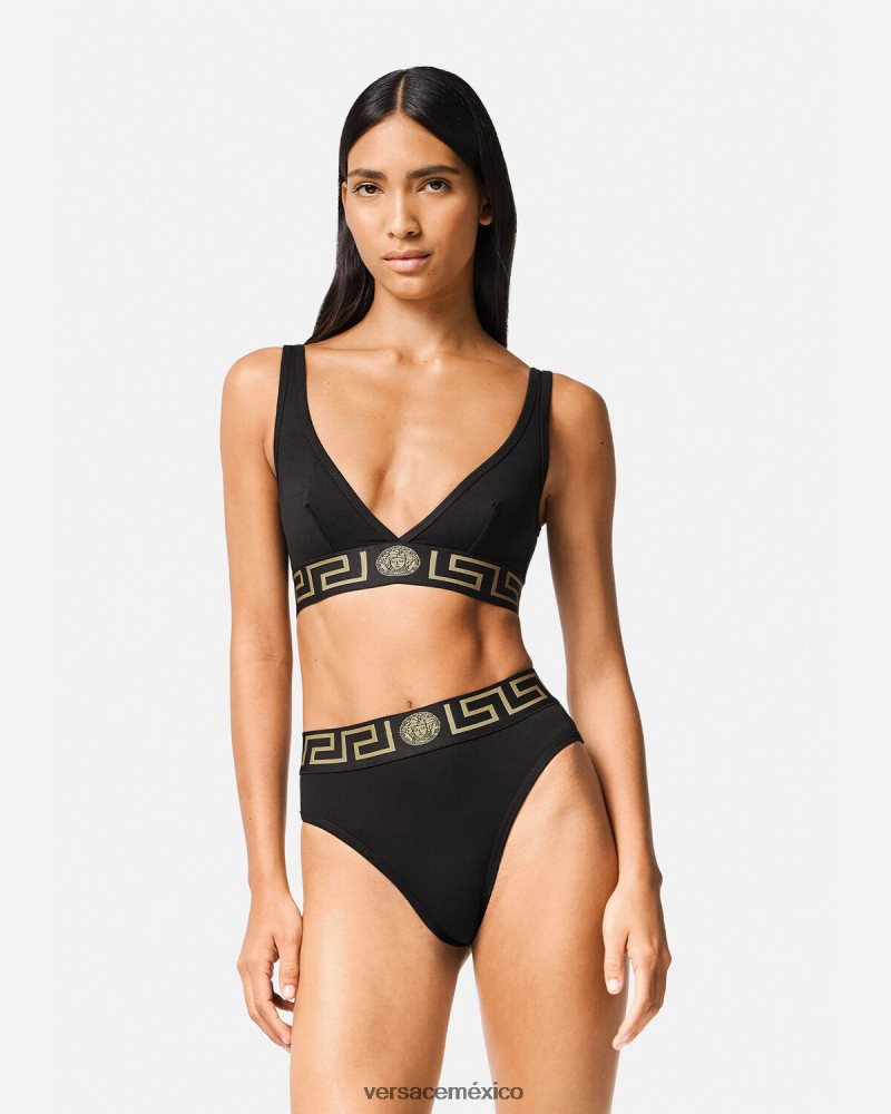 Versace calzoncillos de pernera alta con borde de Greca negro ropa interior y ropa de playa mujer 84626J1055