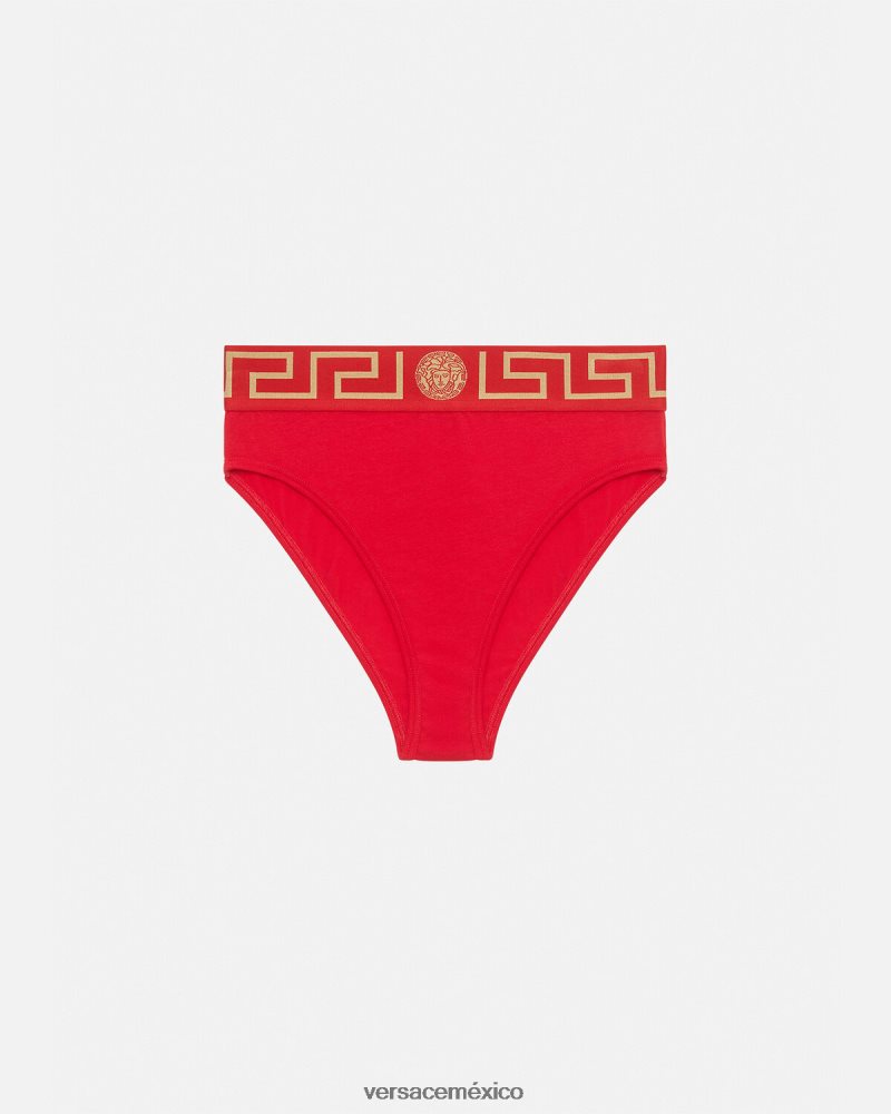 Versace calzoncillos de pernera alta con borde de Greca rojo ropa interior y ropa de playa mujer 84626J1054