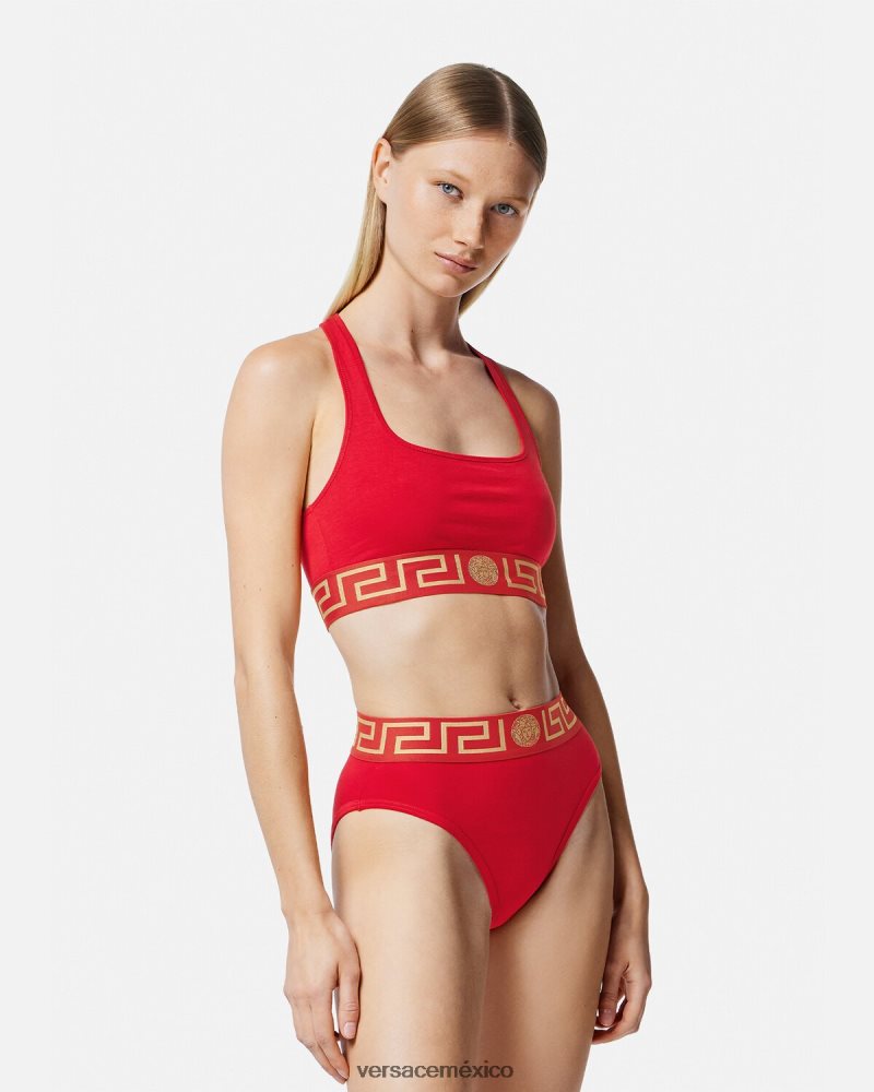 Versace calzoncillos de pernera alta con borde de Greca rojo ropa interior y ropa de playa mujer 84626J1054