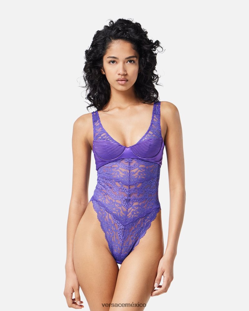 Versace mono de encaje Violeta ropa interior y ropa de playa mujer 84626J1078
