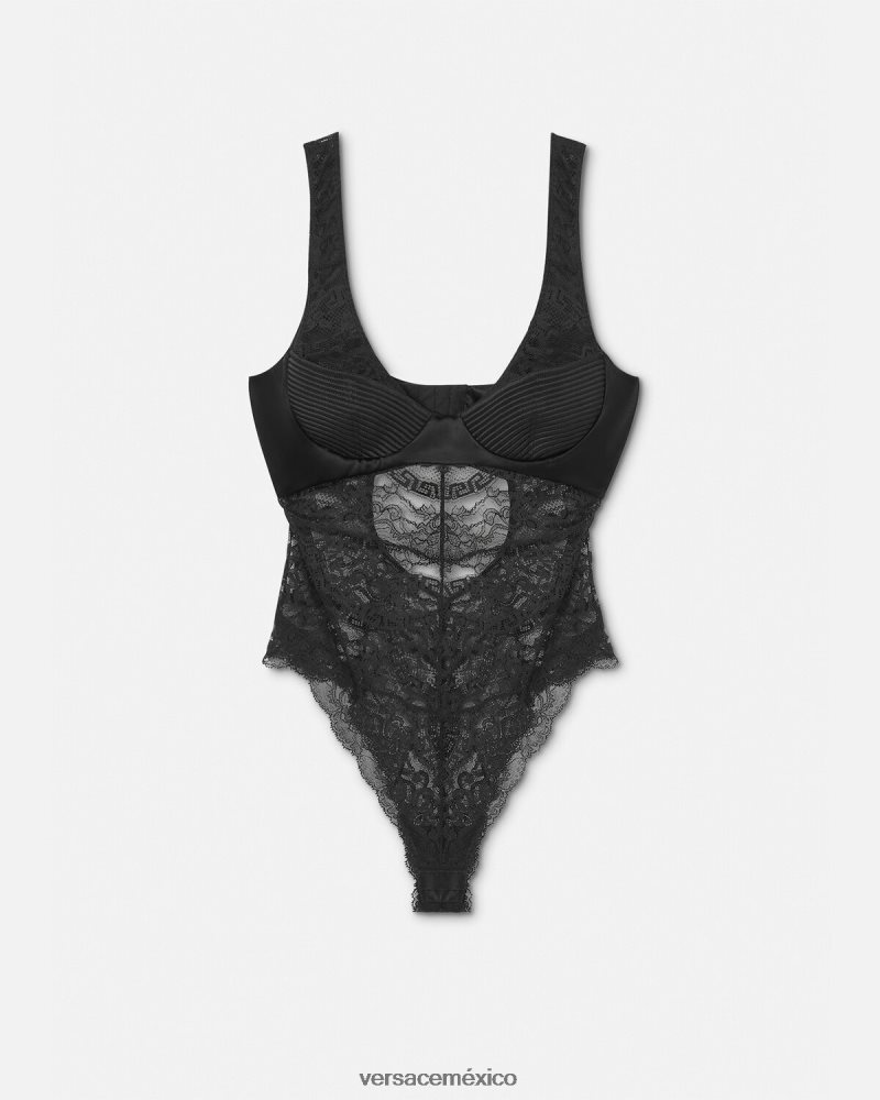 Versace mono de encaje negro ropa interior y ropa de playa mujer 84626J1068