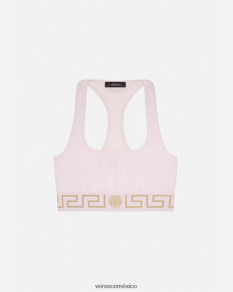 Versace sujetador deportivo con borde de greca Rosa claro ropa interior y ropa de playa mujer 84626J1039