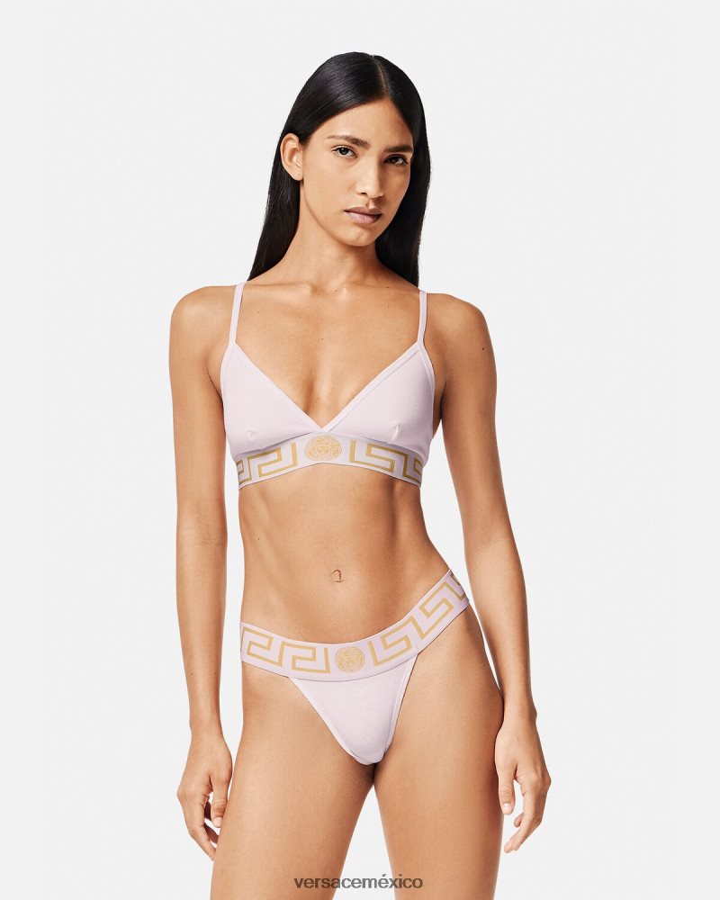 Versace tanga con borde de greca Rosa claro ropa interior y ropa de playa mujer 84626J1052