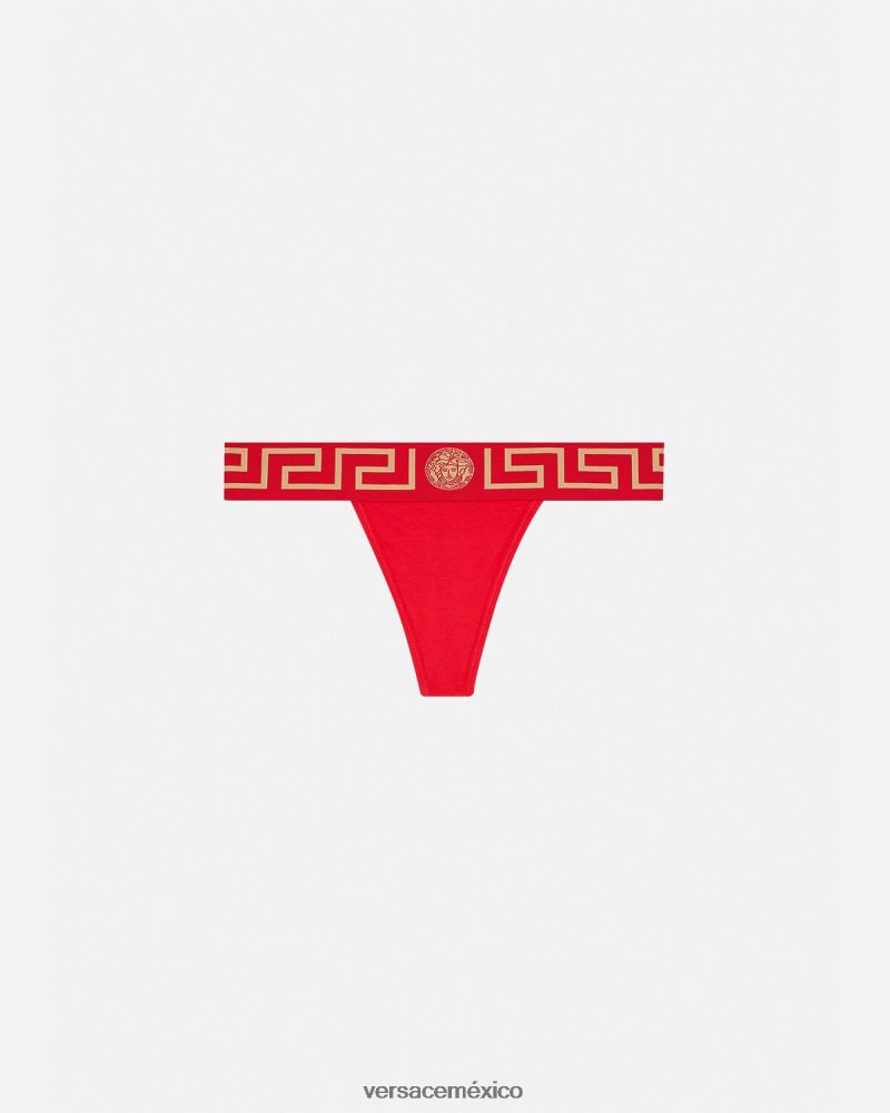Versace tanga con borde de greca rojo ropa interior y ropa de playa mujer 84626J1050