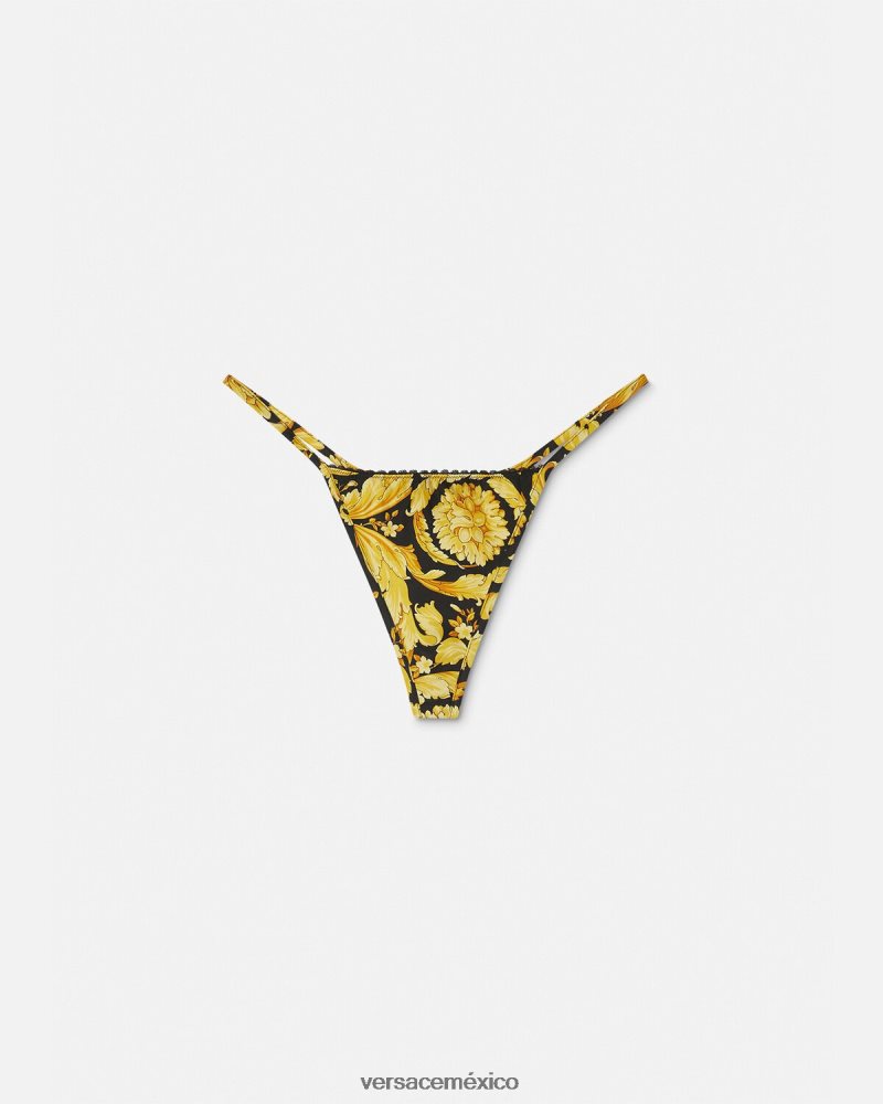 Versace tanga de seda con estampado barroco imprimir ropa interior y ropa de playa mujer 84626J1071