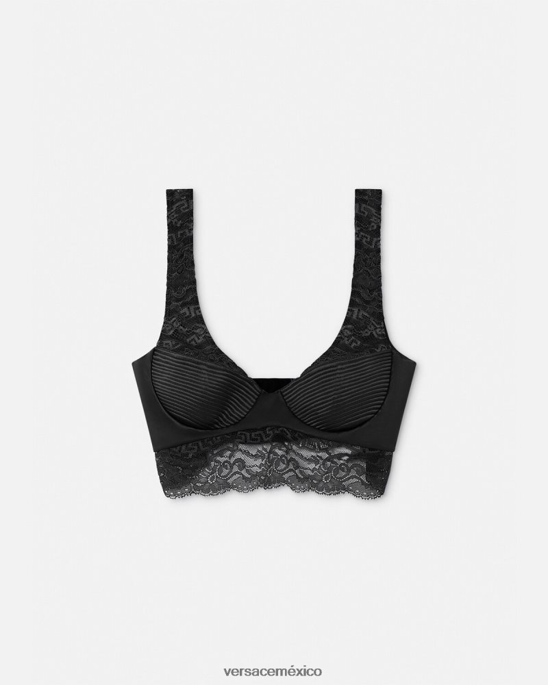 Versace top bralette de encaje negro ropa interior y ropa de playa mujer 84626J1065