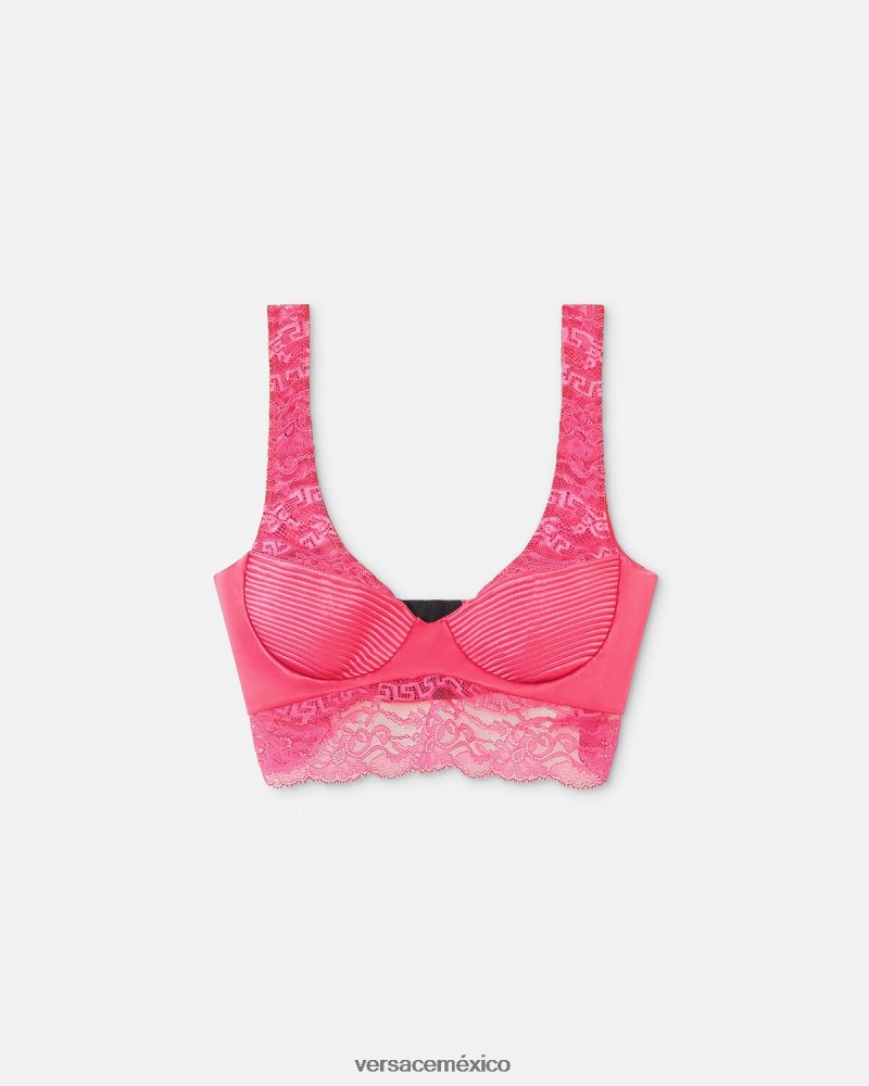 Versace top bralette de encaje rosa ropa interior y ropa de playa mujer 84626J1077