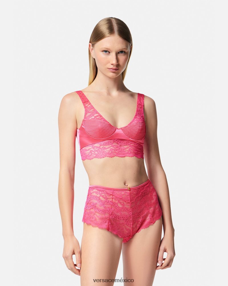 Versace top bralette de encaje rosa ropa interior y ropa de playa mujer 84626J1077
