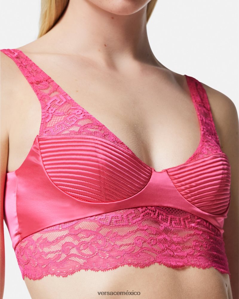 Versace top bralette de encaje rosa ropa interior y ropa de playa mujer 84626J1077