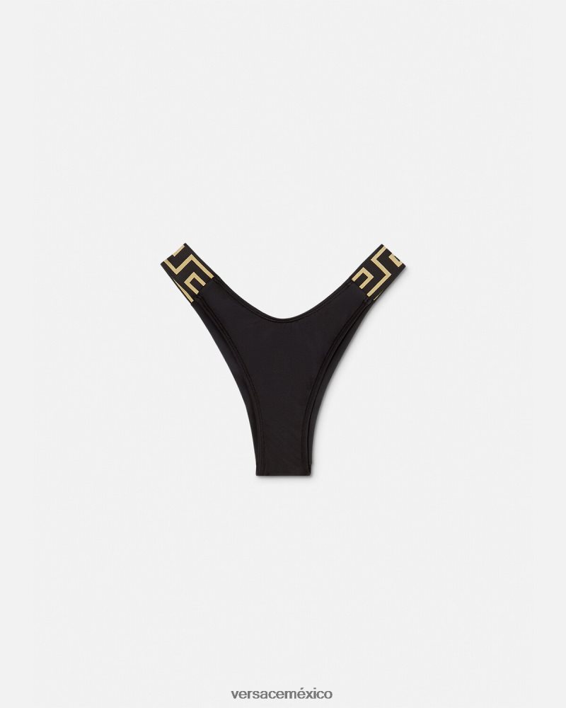 Versace braguitas de bikini con borde de greca negro ropa interior y ropa de playa mujer 84626J1157