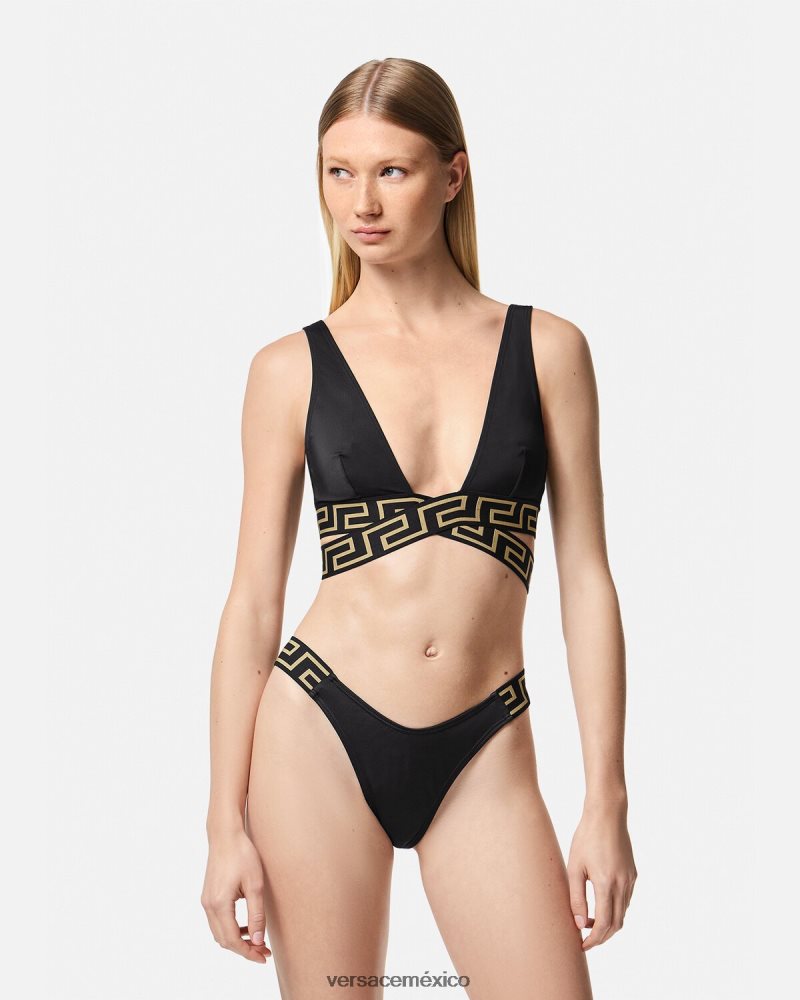 Versace braguitas de bikini con borde de greca negro ropa interior y ropa de playa mujer 84626J1157