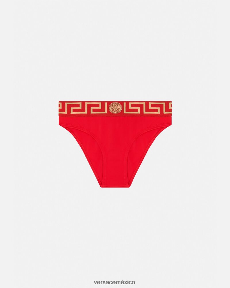 Versace braguitas de bikini con borde de greca rojo ropa interior y ropa de playa mujer 84626J1155