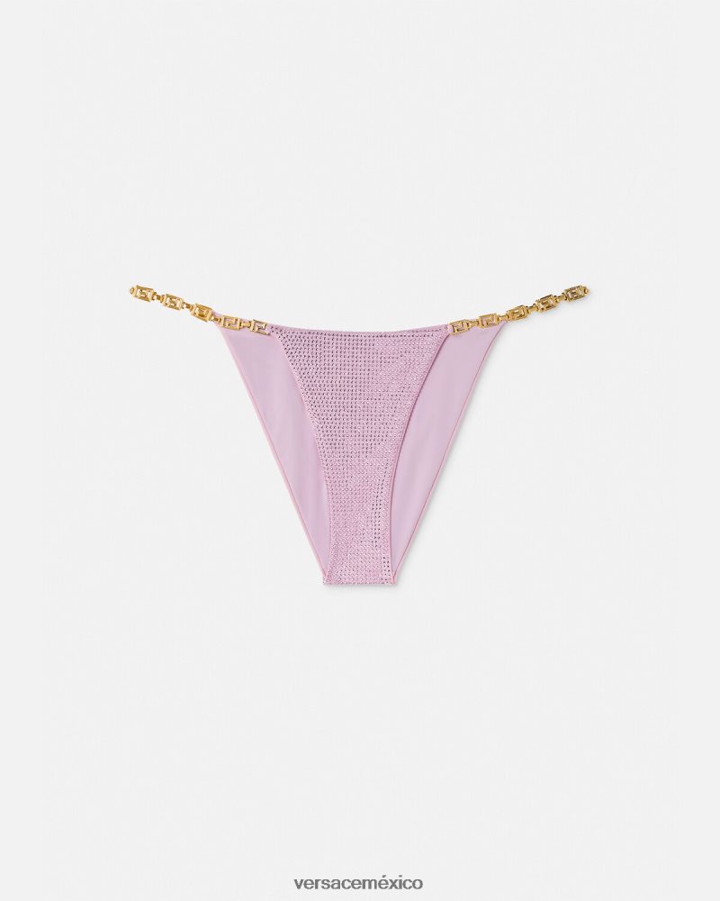 Versace braguitas de bikini con greca de cristal rosa ropa interior y ropa de playa mujer 84626J1126