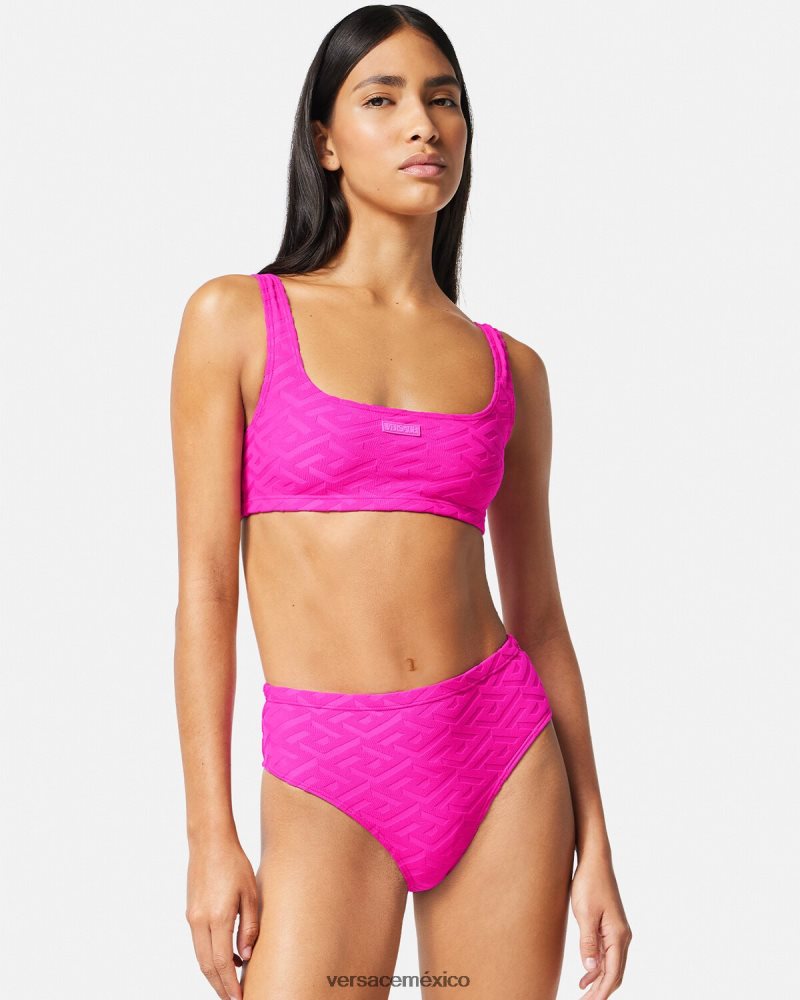 Versace braguitas de bikini de cintura alta la greca fucsia ropa interior y ropa de playa mujer 84626J1183