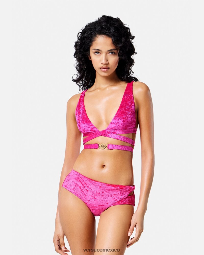 Versace top de bikini de terciopelo con Medusa '95 fucsia ropa interior y ropa de playa mujer 84626J1173