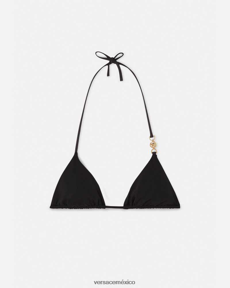 Versace top de bikini de triángulo con medusa '95 negro ropa interior y ropa de playa mujer 84626J1145