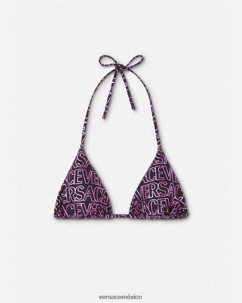 Versace top de bikini por todo el cuerpo fucsia y estampado ropa interior y ropa de playa mujer 84626J1163