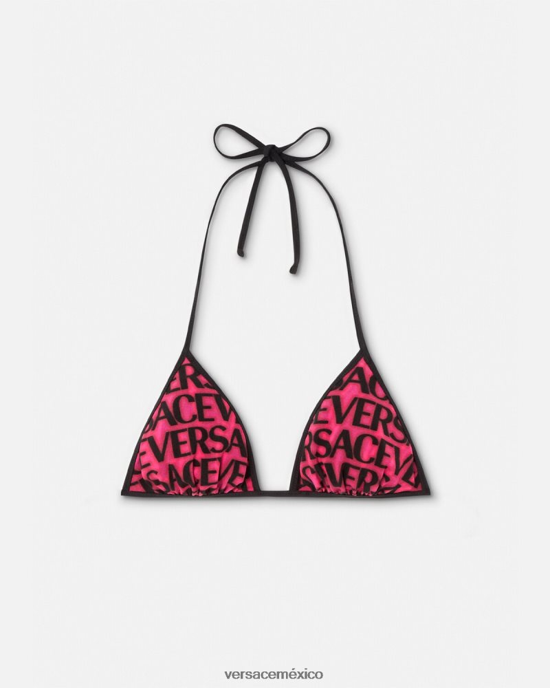 Versace top de bikini reversible fucsia y estampado ropa interior y ropa de playa mujer 84626J1165
