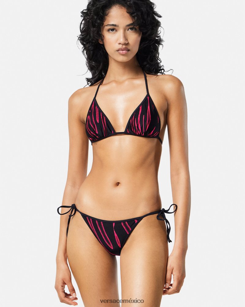 Versace top de bikini reversible fucsia y estampado ropa interior y ropa de playa mujer 84626J1165